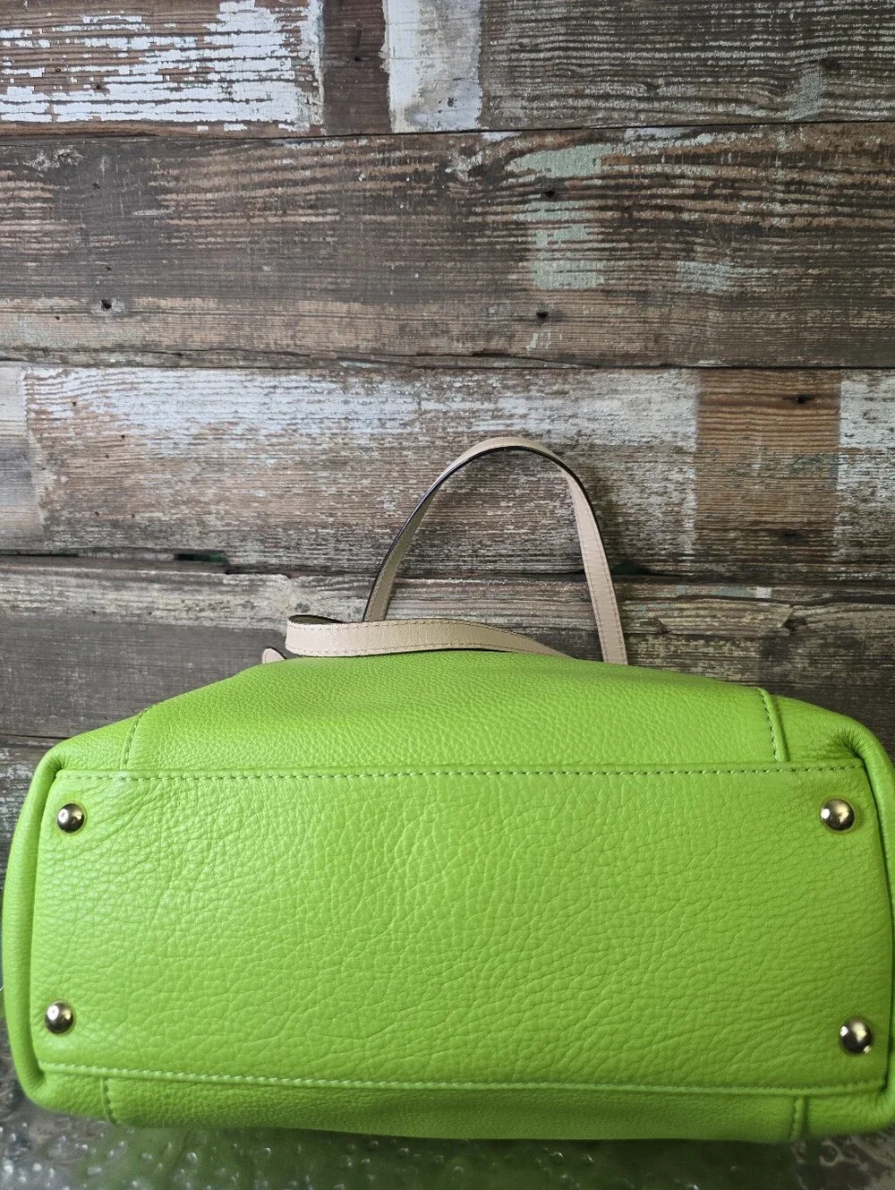 Michael Kors Lime Green Pebbled Leather Tote Bag Gold Hardware, EUC